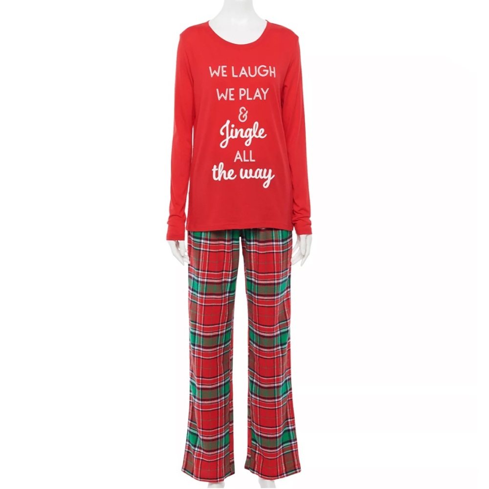 Jammies For Your Families || Jingle All The Way Top & Pants Pajama Set Sz L